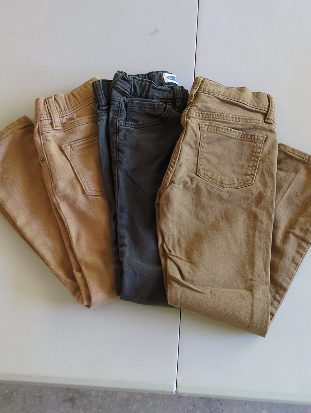 Kids Pull-On Pants Trio - Tan, Khaki, and Gray